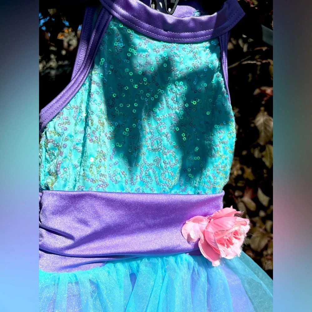 Ballet Dance Costume XS Aqua/Purple